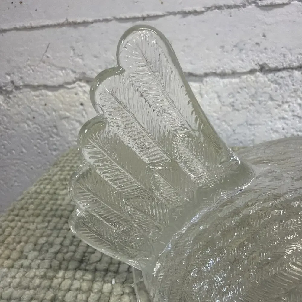 Vintage Clear Glass Chicken Hen On Nest - Lid TOP ONLY Very Detailed